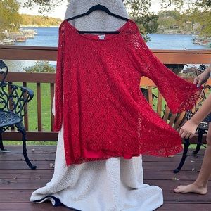 Red lace with sequins